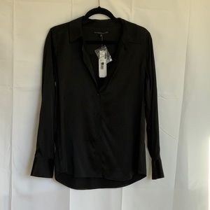 Black Silk Button Down Blouse